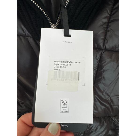 VARLEY Mayten Long Knit Puffer Jacket in Black, Size Large NWT - Picture 4 of 13